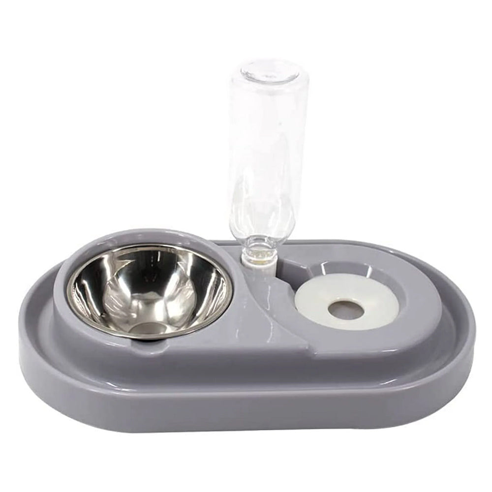 Double Pet Bowls with Automatic Water Dispenser